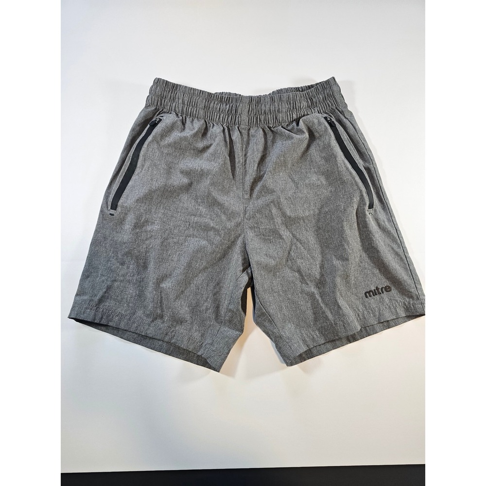 Mitre Athletic Shorts Mens Small Gray Zipper Pockets Activewear